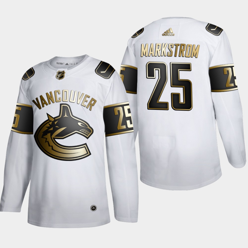 Men Vancouver Canucks #25 Jacob Markstrom Adidas White Golden Edition Limited Stitched NHL Jersey